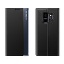 For Galaxy S9 Side Display Magnetic Horizontal Flip Plain Texture Cloth + PC Case with Holder & Sleep / Wake-up Function(Black)