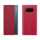 For Galaxy S8 Side Display Magnetic Horizontal Flip Plain Texture Cloth + PC Case with Holder & Sleep / Wake-up Function(Red)