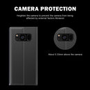 For Galaxy S8 Side Display Magnetic Horizontal Flip Plain Texture Cloth + PC Case with Holder & Sleep / Wake-up Function(Blue)