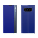For Galaxy S10 Side Display Magnetic Horizontal Flip Plain Texture Cloth + PC Case with Holder & Sleep / Wake-up Function(Blue)