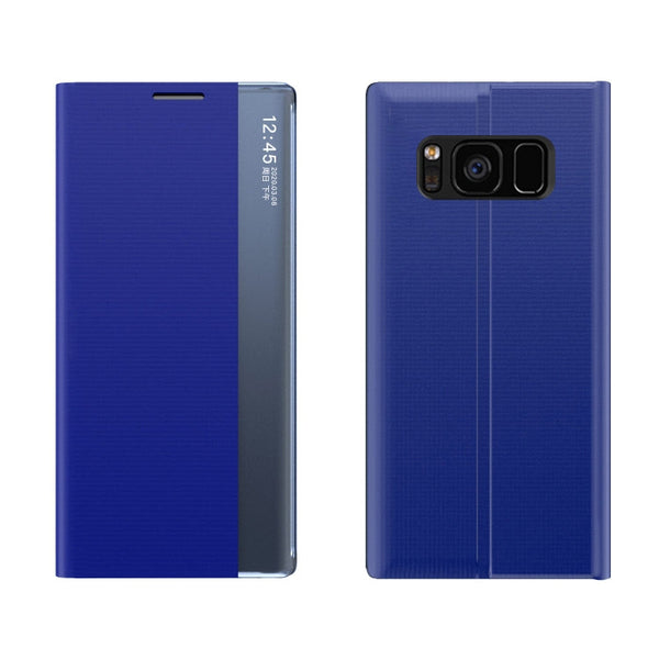 For Galaxy S10 Side Display Magnetic Horizontal Flip Plain Texture Cloth + PC Case with Holder & Sleep / Wake-up Function(Blue)