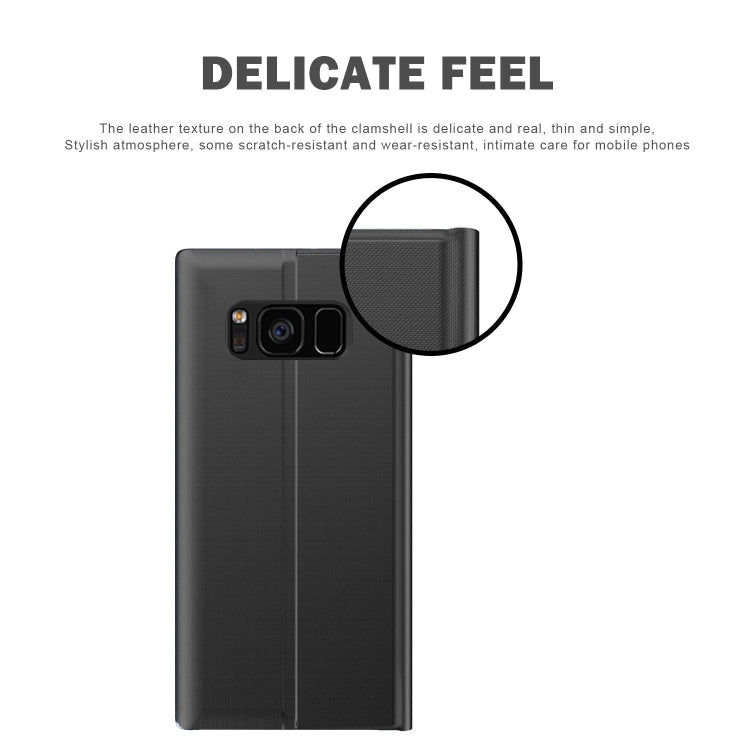 For Galaxy S10 Plus Side Display Magnetic Horizontal Flip Plain Texture Cloth + PC Case with Holder & Sleep / Wake-up Function(Black)