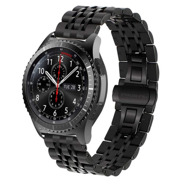 22mm For Huawei Watch GT2e GT2 46mm Seven Stainless Steel Watch Band(Black)