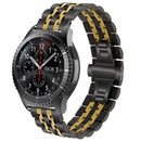 22mm For Huawei Watch GT2e GT2 46mm Seven Stainless Steel Watch Band(Black gold)