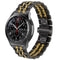 22mm For Huawei Watch GT2e GT2 46mm Seven Stainless Steel Watch Band(Black gold)
