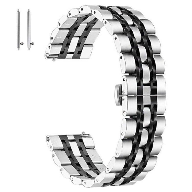 22mm For Huawei Watch GT2e GT2 46mm Seven Stainless Steel Watch Band(Silver black)