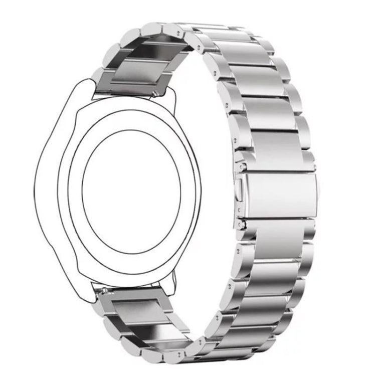 22mm For Huawei Watch GT2e GT2 46mm Three Flat Buckle Stainless Steel Watch Band(Silver)
