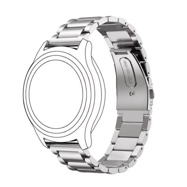 22mm For Huawei Watch GT2e GT2 46mm Three Flat Buckle Stainless Steel Watch Band(Silver)