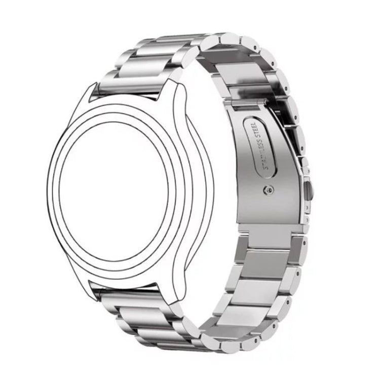 22mm For Huawei Watch GT2e GT2 46mm Three Flat Buckle Stainless Steel Watch Band(Silver)