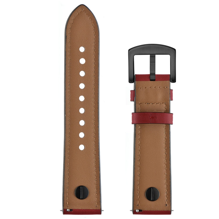 22mm For Huawei Watch GT2e / GT2 46mm Leather Watch Band(Dark red)