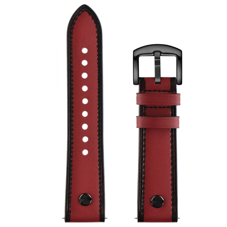 22mm For Huawei Watch GT2e / GT2 46mm Leather Watch Band(Dark red)