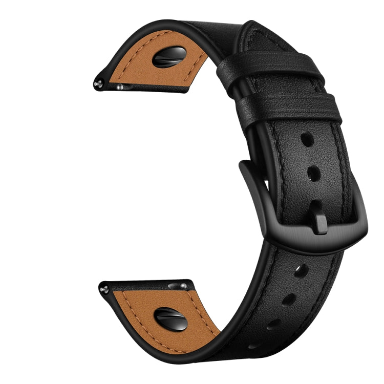 22mm For Huawei Watch GT2e / GT2 46mm Leather Watch Band(Black)