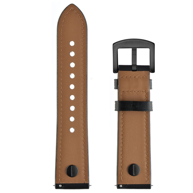 22mm For Huawei Watch GT2e / GT2 46mm Leather Watch Band(Black)