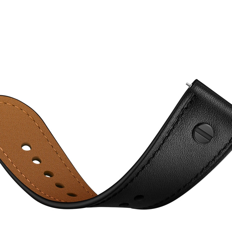 22mm For Huawei Watch GT2e / GT2 46mm Leather Watch Band(Black)