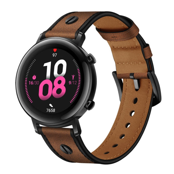 22mm For Huawei Watch GT2e / GT2 46mm Leather Watch Band(Red brown crazy horse)