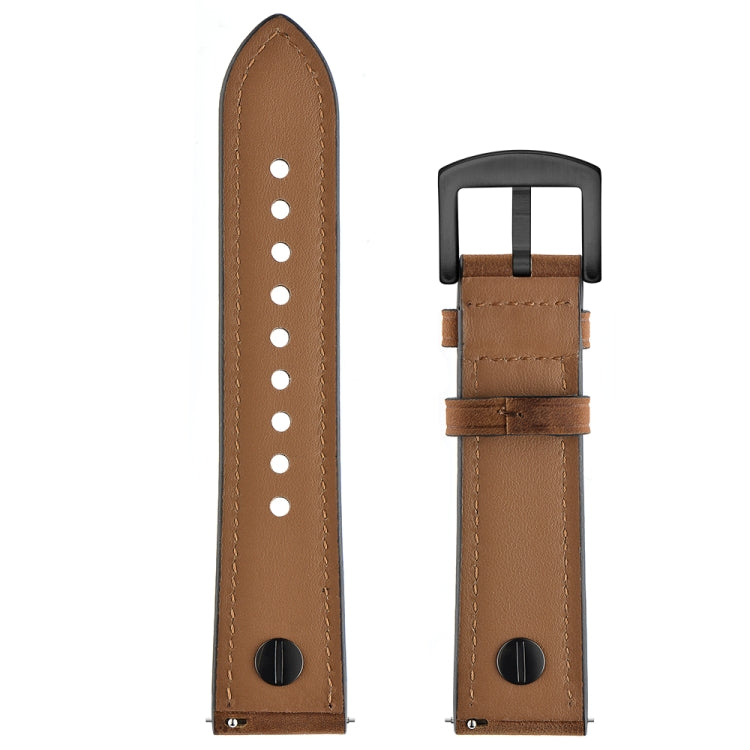 22mm For Huawei Watch GT2e / GT2 46mm Leather Watch Band(Red brown crazy horse)