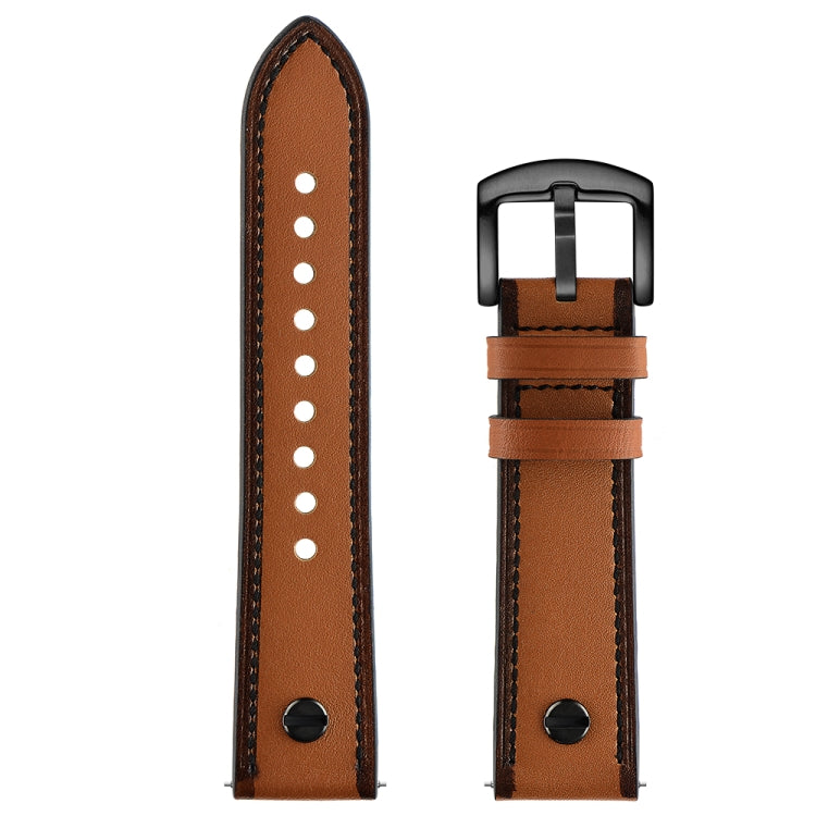 22mm For Huawei Watch GT2e / GT2 46mm Leather Watch Band(brown)