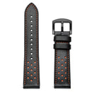 22mm For Huawei Watch GT2e / GT2 46mm Plum Blossom Hole Leather Watch Band(Black Orange)