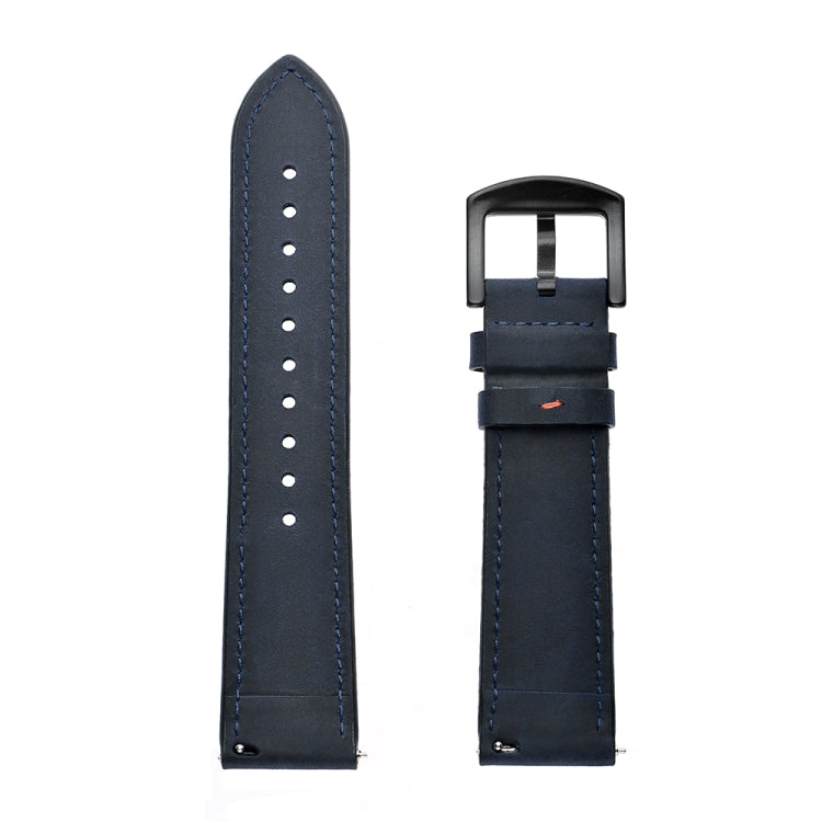 22mm For Huawei Watch GT2e / GT2 46mm Plum Blossom Hole Leather Watch Band(Blue)