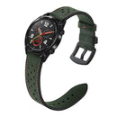 22mm For Huawei Watch GT2e / GT2 46mm Plum Blossom Hole Leather Watch Band(Green)