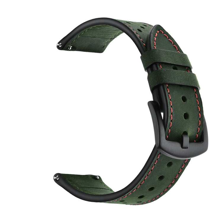 22mm For Huawei Watch GT2e / GT2 46mm Plum Blossom Hole Leather Watch Band(Green)