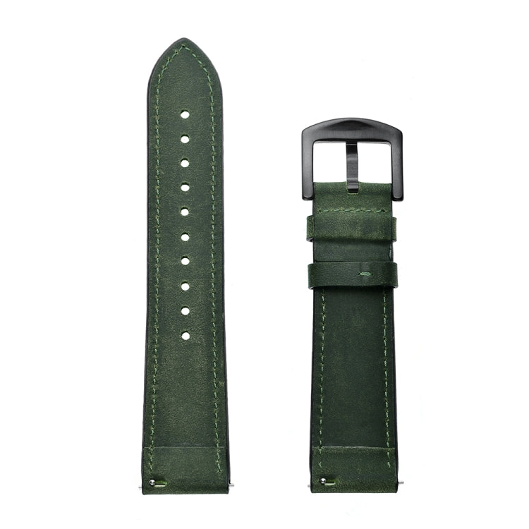 22mm For Huawei Watch GT2e / GT2 46mm Plum Blossom Hole Leather Watch Band(Green)