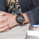 SKMEI 1538 Multi-Function Time Large Dial Steel Belt Men Casual Sports Electronic Watch(Rose Gold-Silicone Belt)
