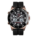 SKMEI 1538 Multi-Function Time Large Dial Steel Belt Men Casual Sports Electronic Watch(Rose Gold-Silicone Belt)