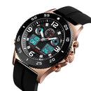 SKMEI 1538 Multi-Function Time Large Dial Steel Belt Men Casual Sports Electronic Watch(Rose Gold-Silicone Belt)