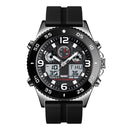 SKMEI 1538 Multi-Function Time Large Dial Steel Belt Men Casual Sports Electronic Watch(Silver-Silicone Belt)