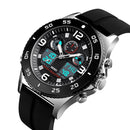 SKMEI 1538 Multi-Function Time Large Dial Steel Belt Men Casual Sports Electronic Watch(Silver-Silicone Belt)