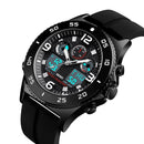 SKMEI 1538 Multi-Function Time Large Dial Steel Belt Men Casual Sports Electronic Watch(Black-Silicone Belt)