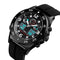 SKMEI 1538 Multi-Function Time Large Dial Steel Belt Men Casual Sports Electronic Watch(Black-Silicone Belt)