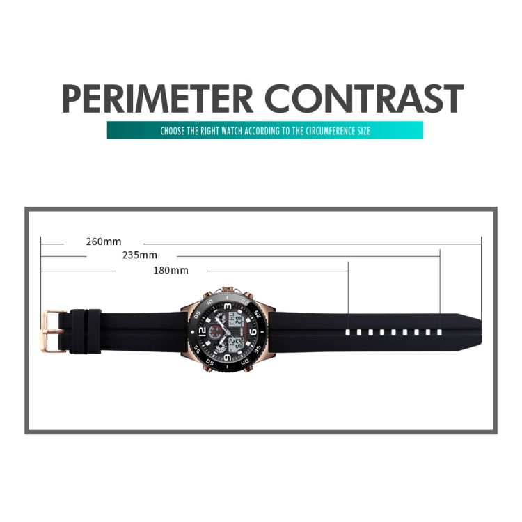 SKMEI 1538 Multi-Function Time Large Dial Steel Belt Men Casual Sports Electronic Watch(Rose Gold-Steel Belt)