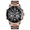 SKMEI 1538 Multi-Function Time Large Dial Steel Belt Men Casual Sports Electronic Watch(Rose Gold-Steel Belt)
