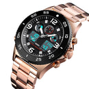 SKMEI 1538 Multi-Function Time Large Dial Steel Belt Men Casual Sports Electronic Watch(Rose Gold-Steel Belt)
