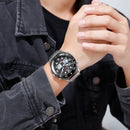 SKMEI 1538 Multi-Function Time Large Dial Steel Belt Men Casual Sports Electronic Watch(Silver-Steel Belt)