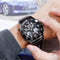 SKMEI 1538 Multi-Function Time Large Dial Steel Belt Men Casual Sports Electronic Watch(Black-Steel Belt)