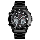 SKMEI 1538 Multi-Function Time Large Dial Steel Belt Men Casual Sports Electronic Watch(Black-Steel Belt)