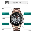 SKMEI 1538 Multi-Function Time Large Dial Steel Belt Men Casual Sports Electronic Watch(Black-Steel Belt)
