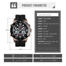 SKMEI 1538 Multi-Function Time Large Dial Steel Belt Men Casual Sports Electronic Watch(Black-Steel Belt)