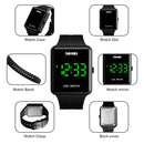 SKMEI 1541 Fashion Led Watch Square Couple Model Waterproof Electronic Watch Silicone Watch(Blue)