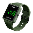 SKMEI 1541 Fashion Led Watch Square Couple Model Waterproof Electronic Watch Silicone Watch(Green)