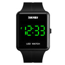 SKMEI 1541 Fashion Led Watch Square Couple Model Waterproof Electronic Watch Silicone Watch(Black)