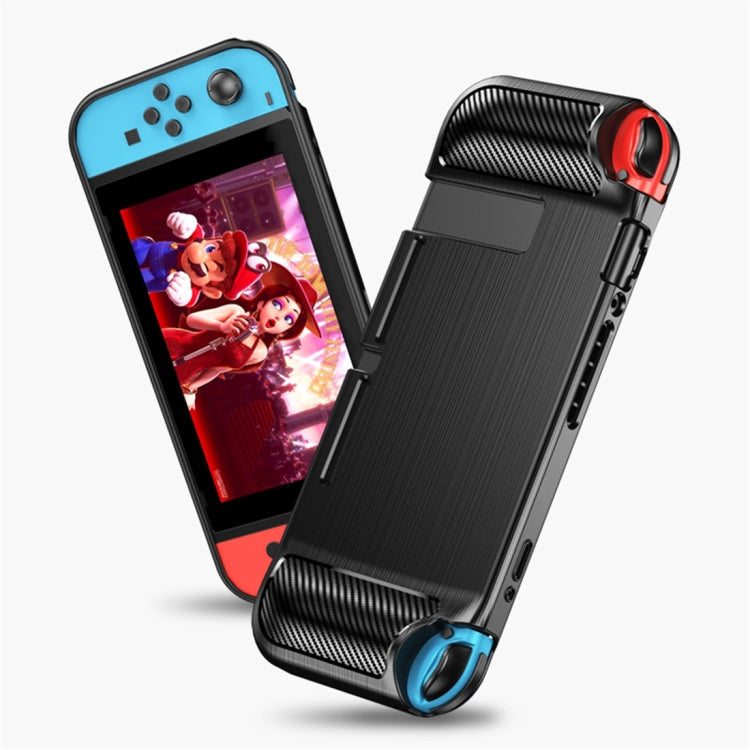 For Nintendo Switch Brushed Texture Carbon Fiber TPU Case(Black)