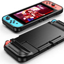 For Nintendo Switch Brushed Texture Carbon Fiber TPU Case(Blue)