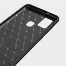 For Galaxy A21s Brushed Texture Carbon Fiber TPU Case(Black)