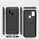For Galaxy A21s Brushed Texture Carbon Fiber TPU Case(Black)
