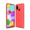 For Galaxy A21s Brushed Texture Carbon Fiber TPU Case(Red)