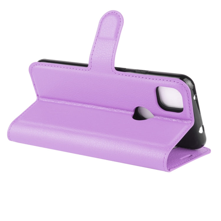 For Google Pixel 4a Litchi Texture Horizontal Flip Protective Case with Holder & Card Slots & Wallet(Purple)